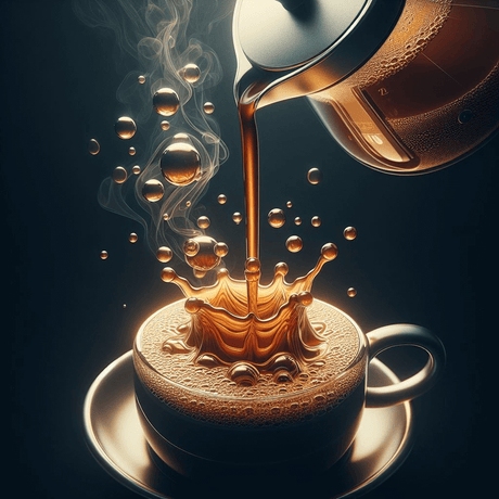 coffee pouring out of a pot into a cup