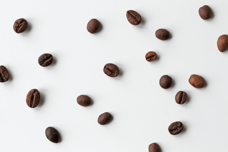 scattered coffee beans